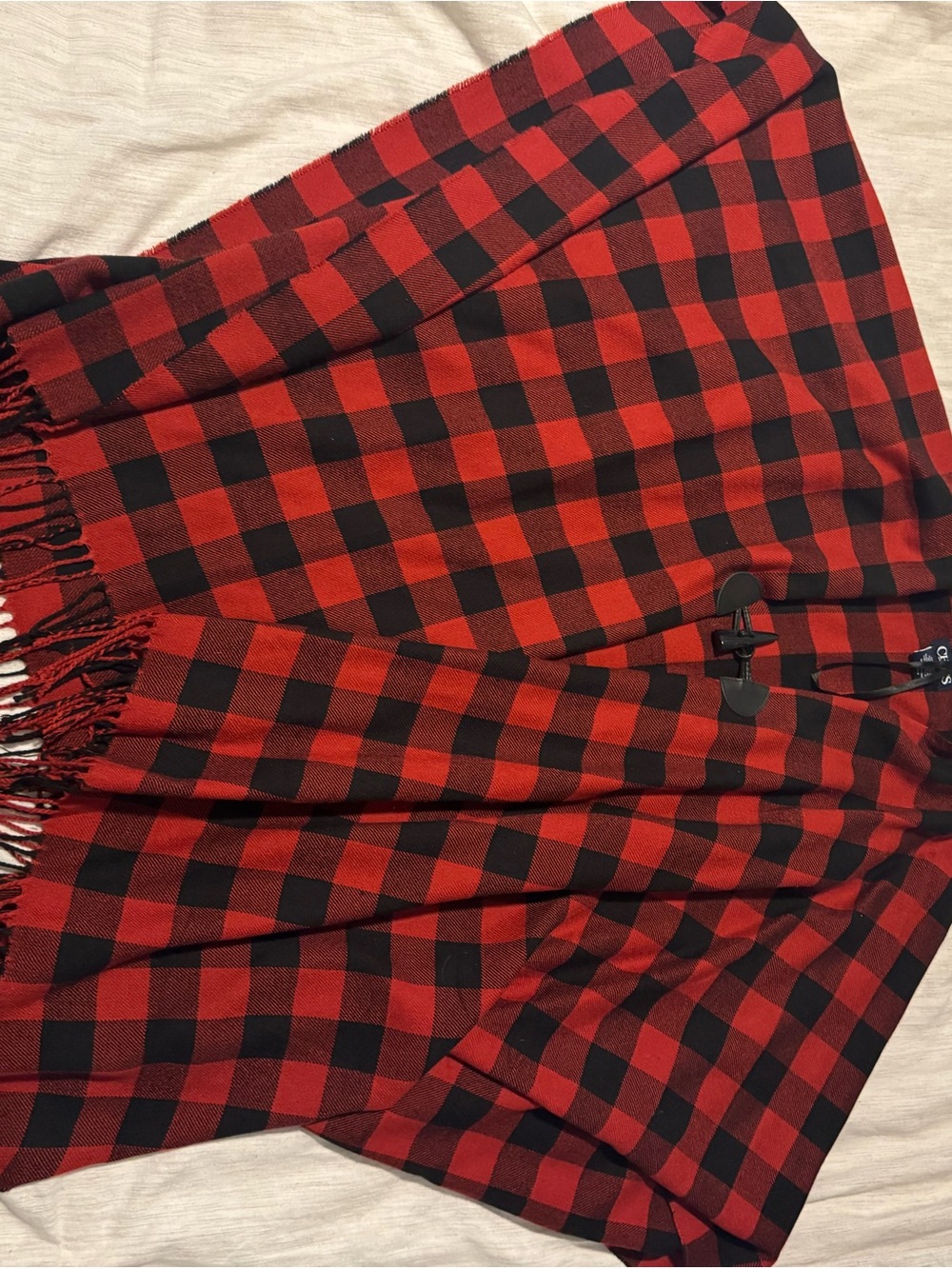 Chaps Red and Black Buffalo Plaid Scarf Wrap